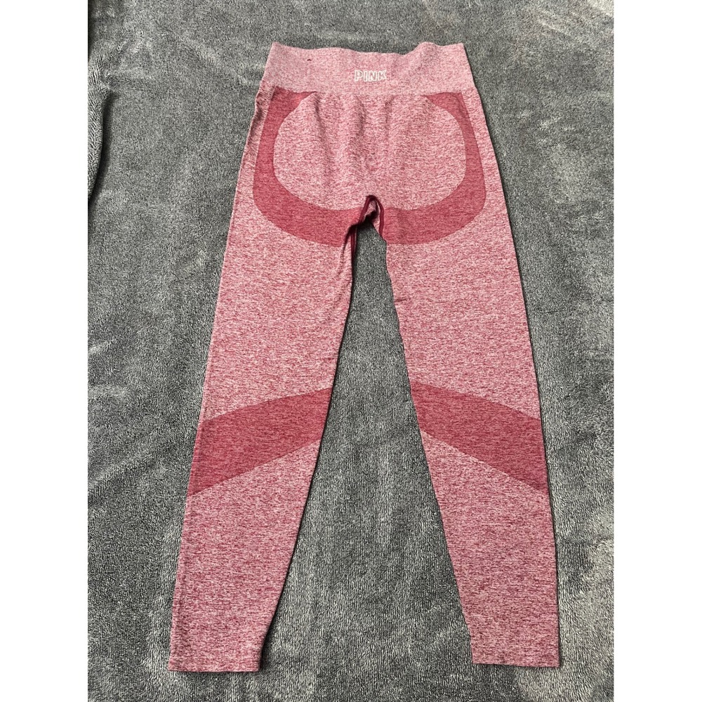 PINK Victoria's Secret Seamless Leggings Maroon Pink Marl High Waist Medium - Picture 2 of 8